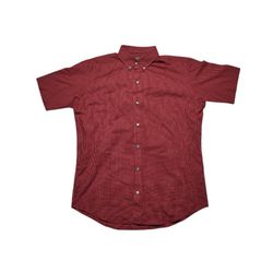 Van Heusen Button Shirt Red Short Sleeve M