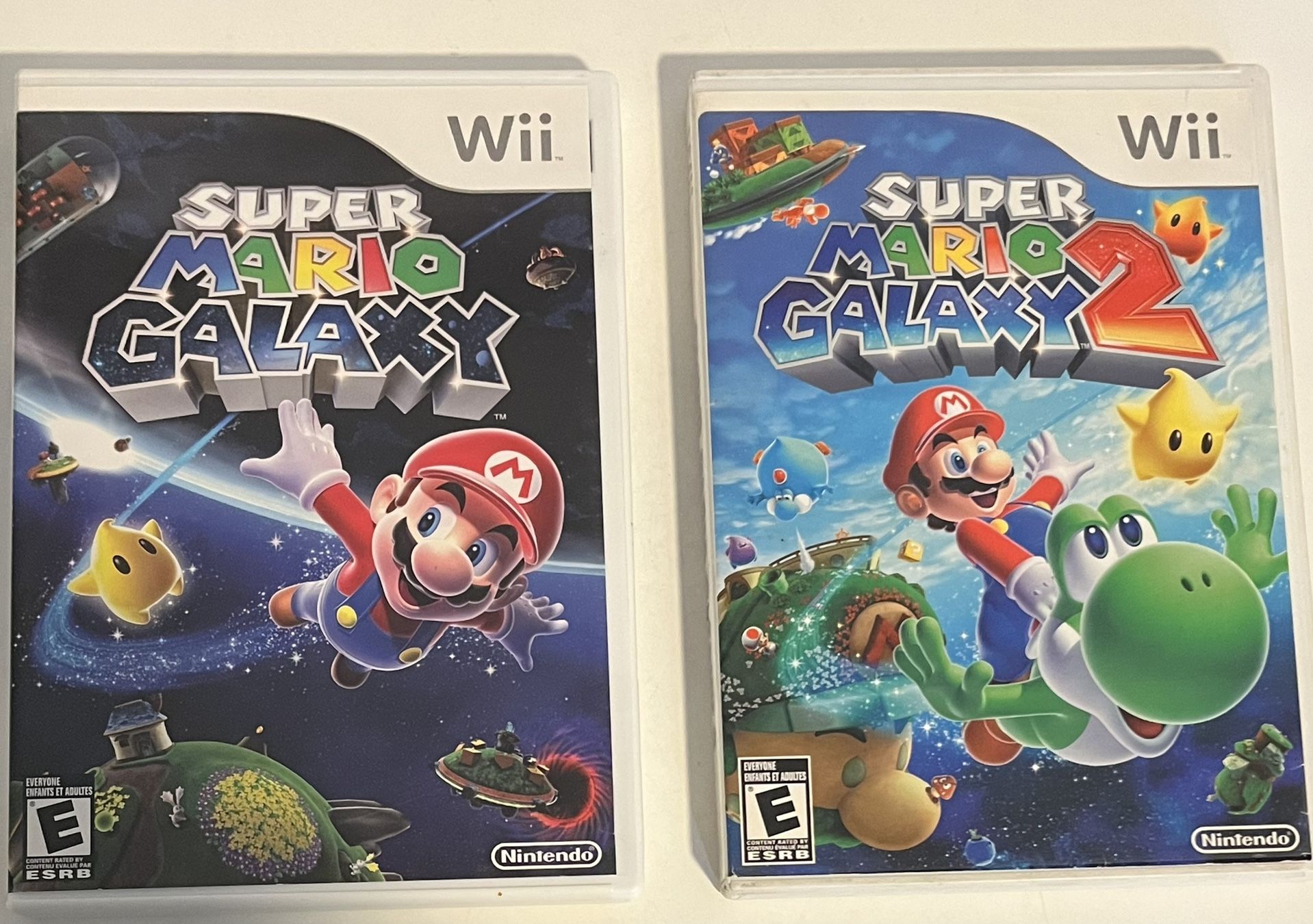 Super Mario Galaxy 1 & Galaxy 2 Nintendo Wii 2007 Complete Resurfaced Tested