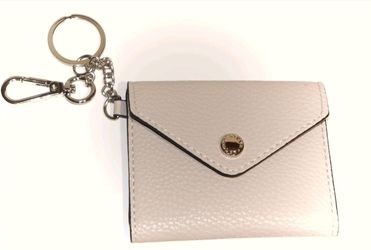 Steve Madden Leather Card Case Holder With Silver Tone Key Chain MSRP$24, Pink