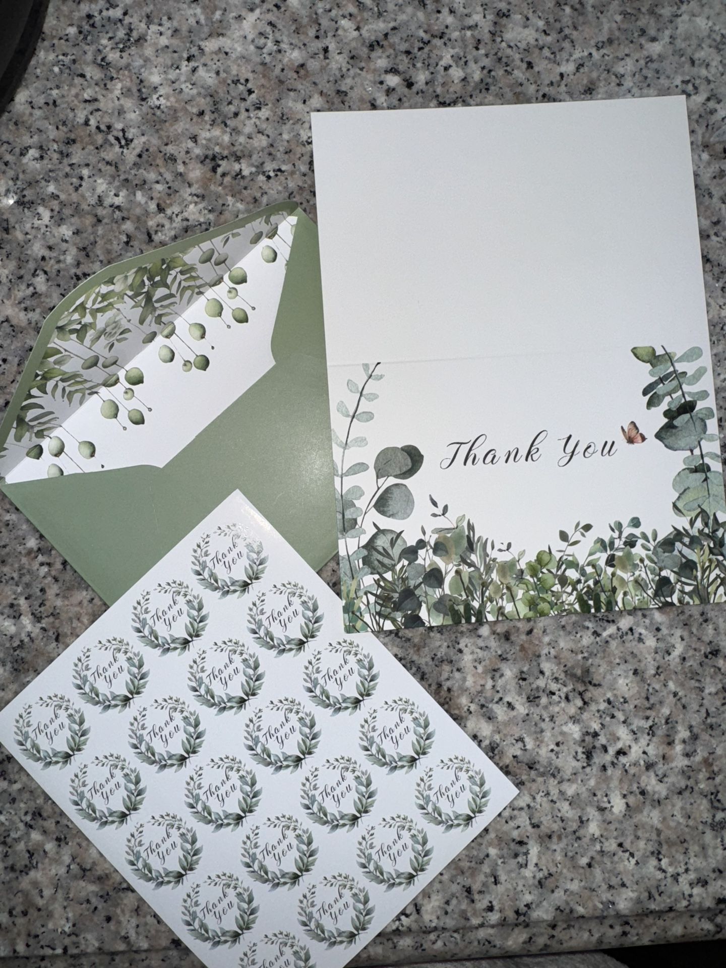 10 Thank You Cards, Envelopes, And 20 Thank You Stickers