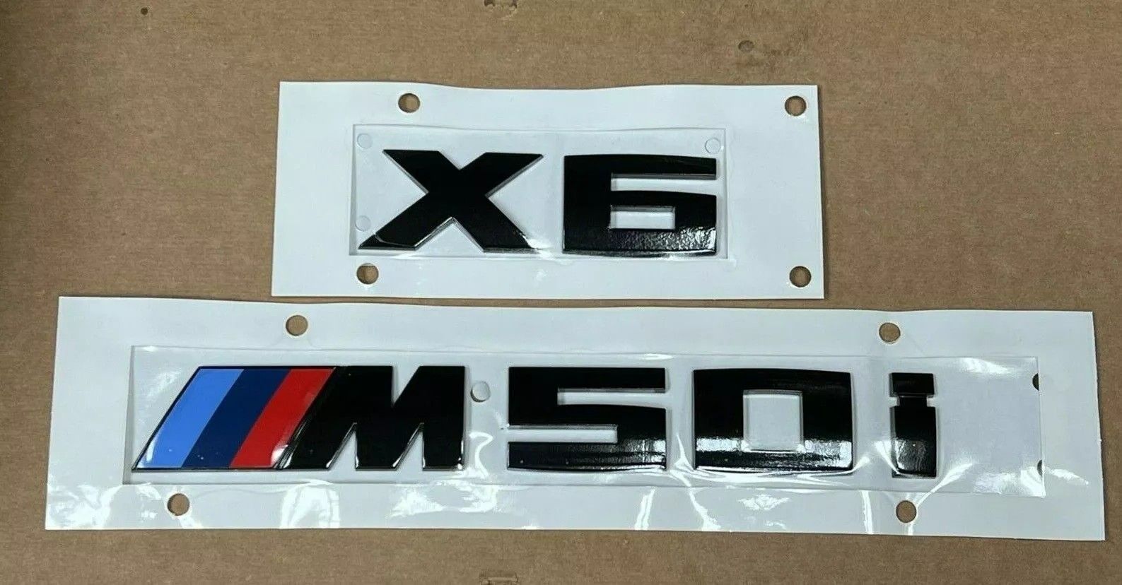 2PCS Genuine BMW G06 X6 GLOSS BLACK Rear Trunk Emblem "X6 M50i" Lettering 3D Decal Badge OE