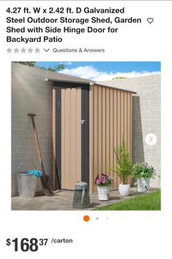 Galvanized Steel Outdoor Storage Shed 4.27x2.42 ft