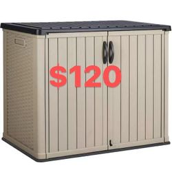 4 ft. x 2 ft. x 3 ft. 150 Gal. Champagne Horizontal Resin Storage Deck Box with Shelves $ 120