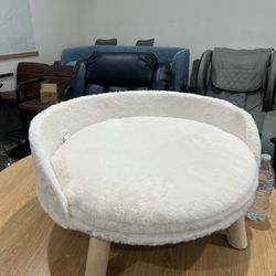 Elevated Pet Bed,Nordic Cat Stool with Cozy Pad Waterproof,Dog Chair with Sturdy Wood Legs for Small Doggy Cats