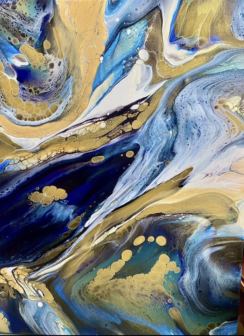 Ocean Waves Liquid Art On 24x30 Canvas