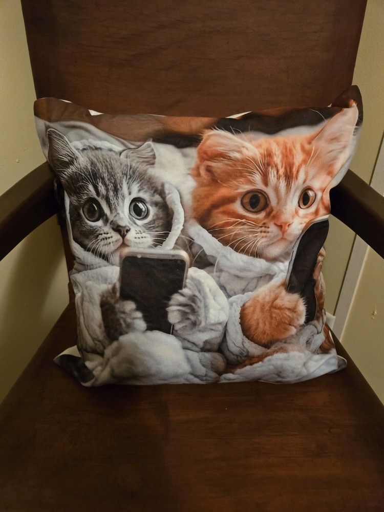 Cat Theme Throw Pillow 