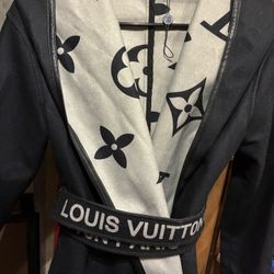 Louis Vuitton Black Hooded Wrap Coat