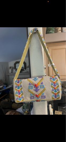 Embroidered Geometric Shoulder Bag