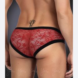 Lace Underwear Red Mesh Men