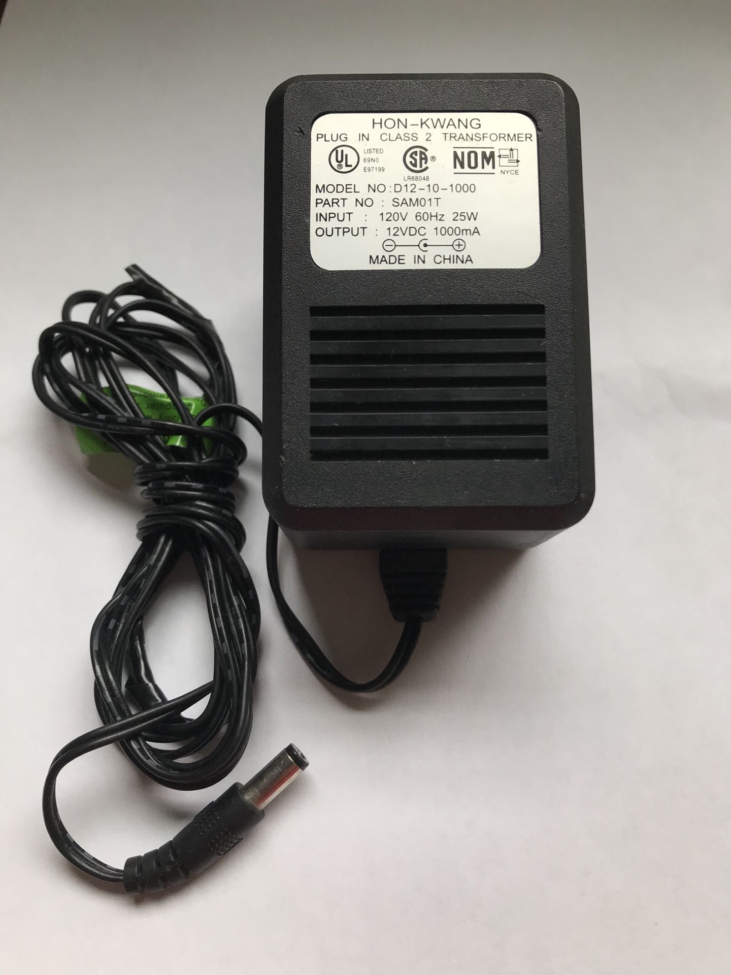 Genuine Hon Kwang Plug in Class 2 Transformer Power Supply Model D12-10-1000