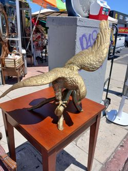 Vintage Brass American Bald Eagle Sculpture
25 height 35 wingspan