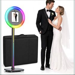 Photo Booth Machine 22" RGB Ring Light iPad Stand