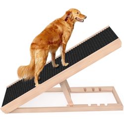 Adjustable Dog Ramp for All Dogs and Cats - Folding Portable Pet Ramp for Couch or Bed with Non Slip Paw Traction Mat, 40”Long and Height Adjustable f