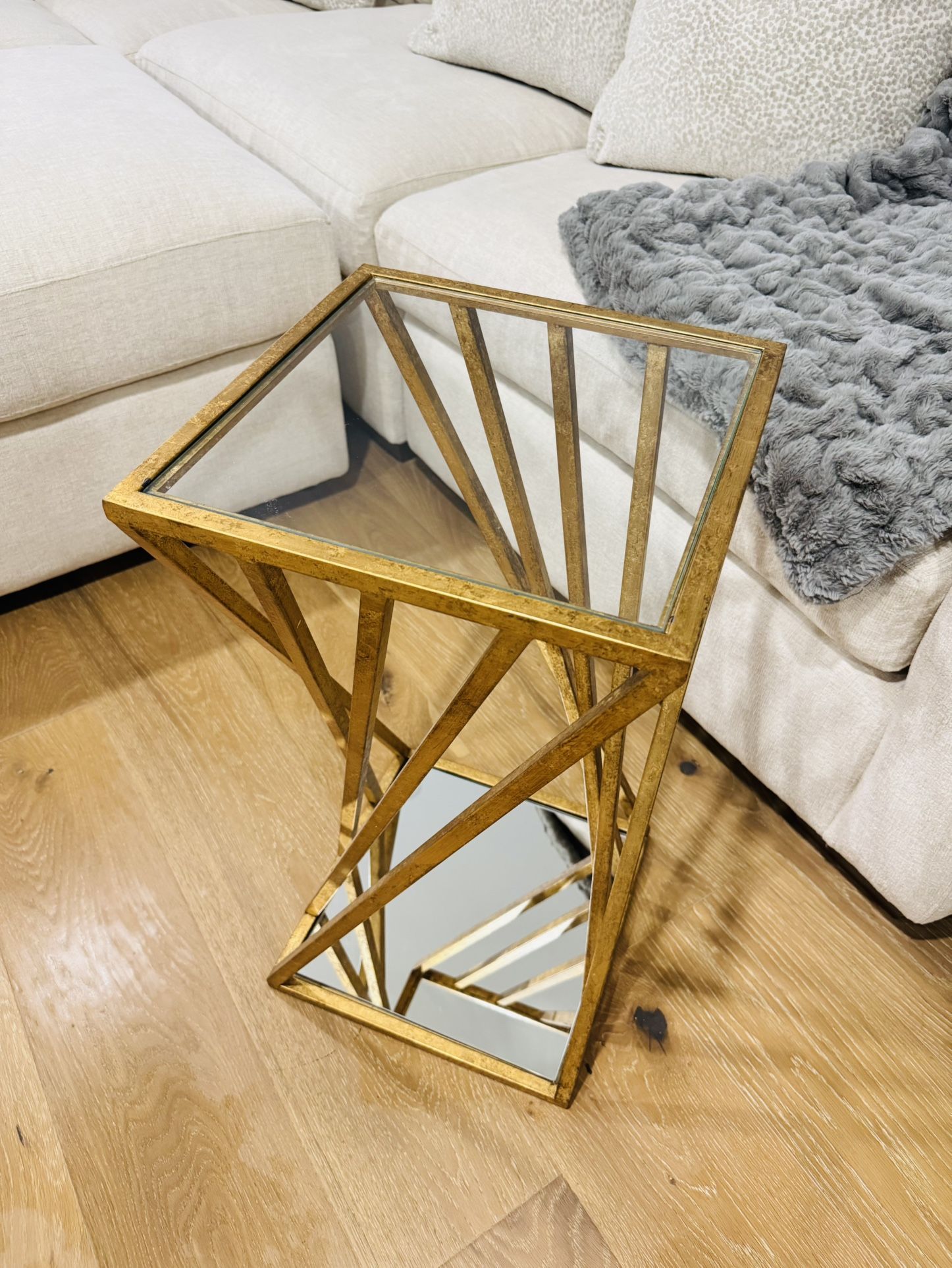 Gold Mirror Side Table