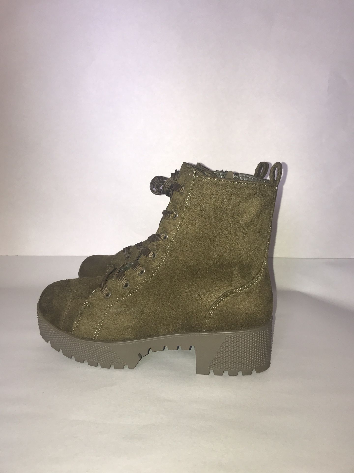 Women Combat Ankle Boots Lace Up Low Heel Casual  Boots Size 8