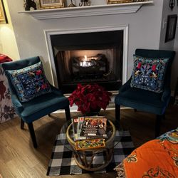 2 Emerald Green Accent Chairs 