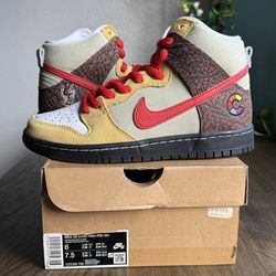 Nike SB Dunk High Pro ISO Yellow Skateboarding Shoes US 6