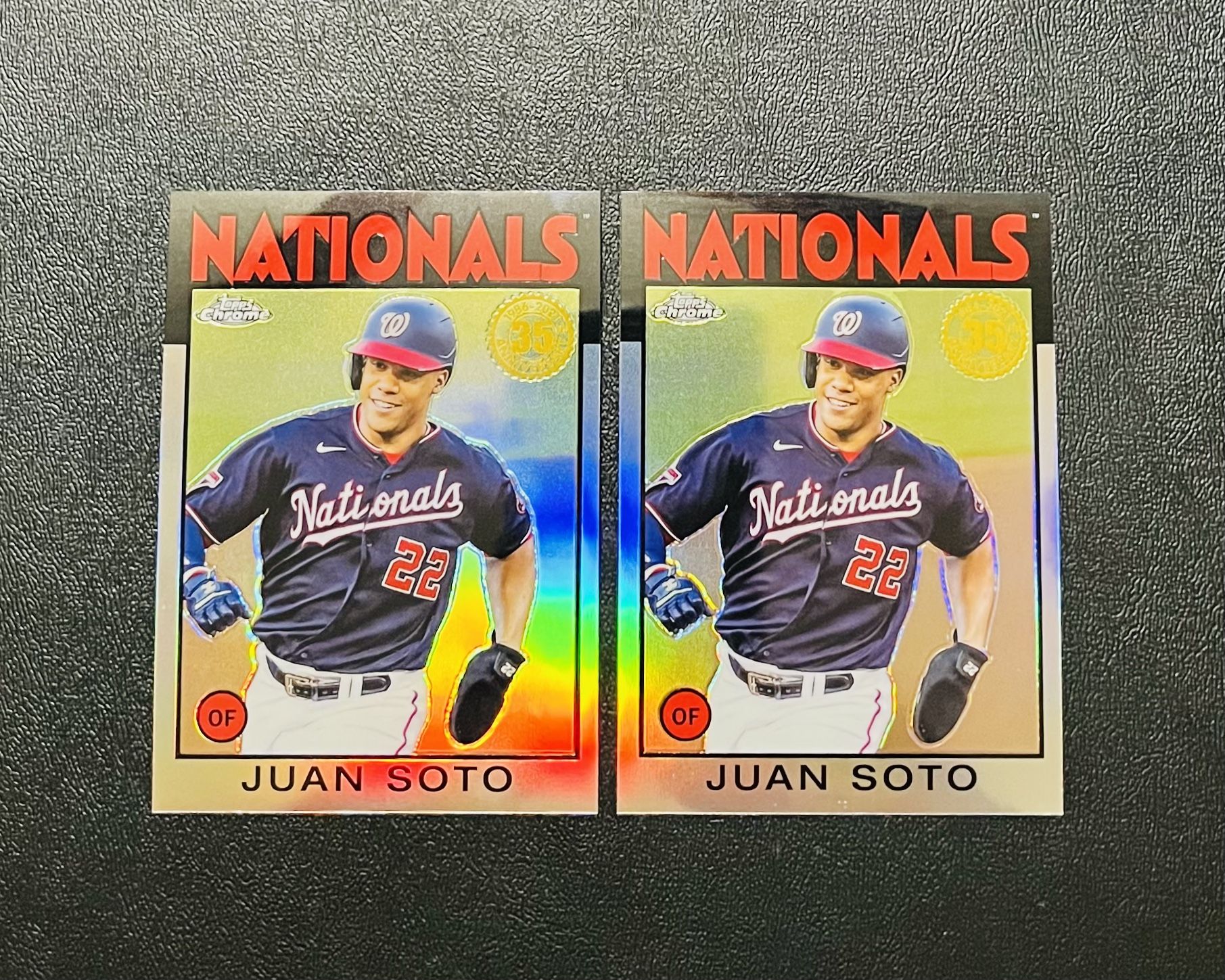 2021 Topps Chrome Juan Soto 35th Anniversary Refractor Lot x 2 Nationals 