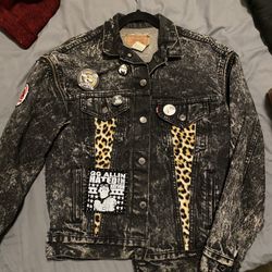 Large Men’s Vintage Levi’s Black Acid Punk Rock Denim Jacket/Vest 