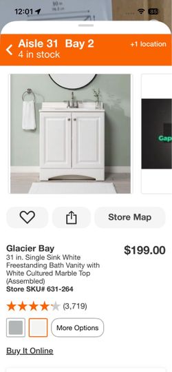 Glacier bay 30 in vanity with top