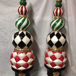 PAIR OF 50” TALL TOPIARY  FINIALS 