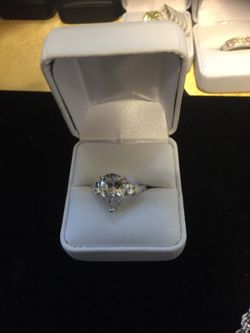 4.1 Carat Sterling Silver Jewelry CZ Diamond Ring Sz 7