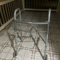 Deluxe Two Button Folding Walker with 5" Wheels 5 Inch Wheels