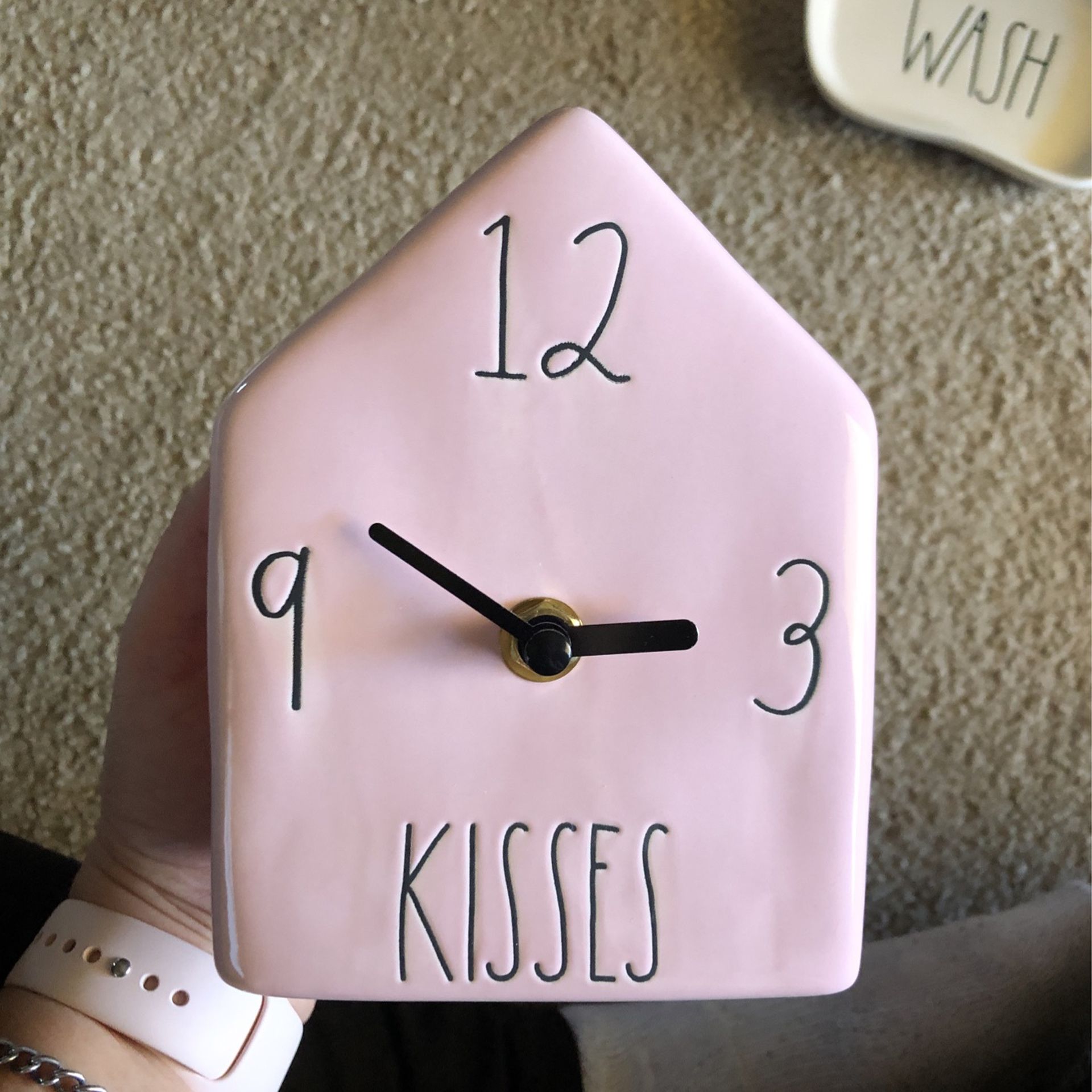 Rae Dunn Pink Kisses Small Clock