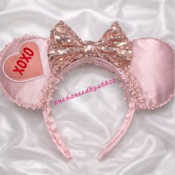 Handmade Pink With rose gold Disney Ears ✨
