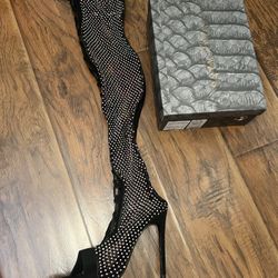Rhinestone Thigh High Boots