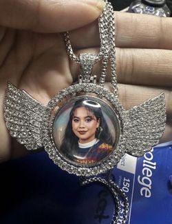 Custom Photo Memory Pendant Necklace Chain Set