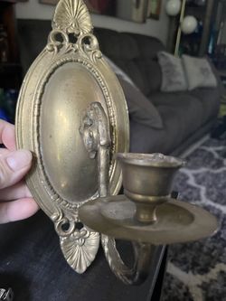Beautiful vintage brass ornate wall sconce holder