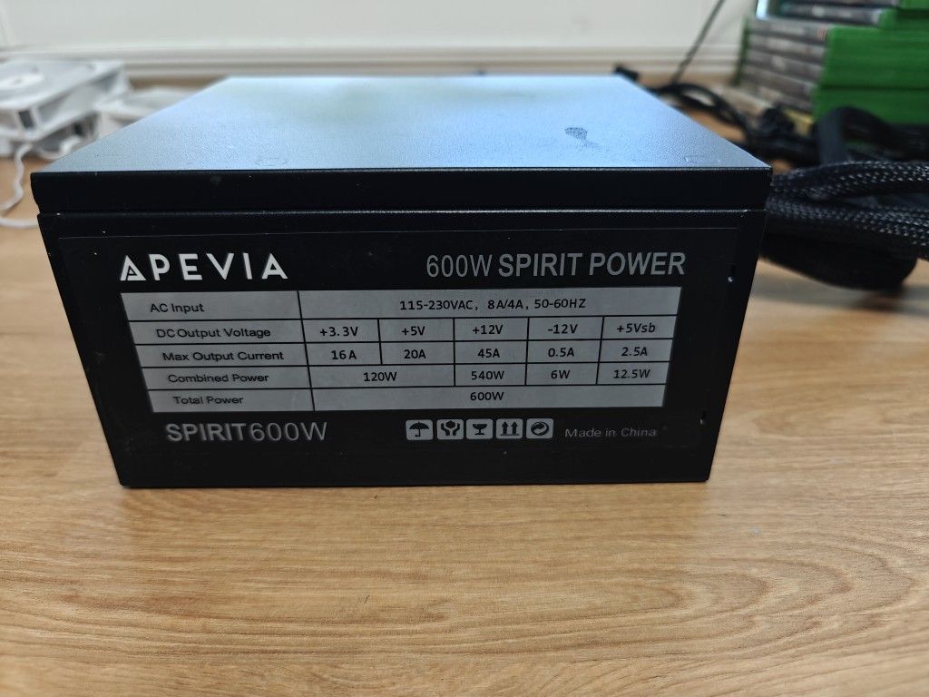 Apevia 600w Power Supply For Gaming Computer Desktop PC