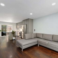 L-Shaped Gray Fabric Sectional