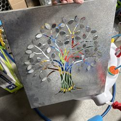Silver Metal Tree Wall Art