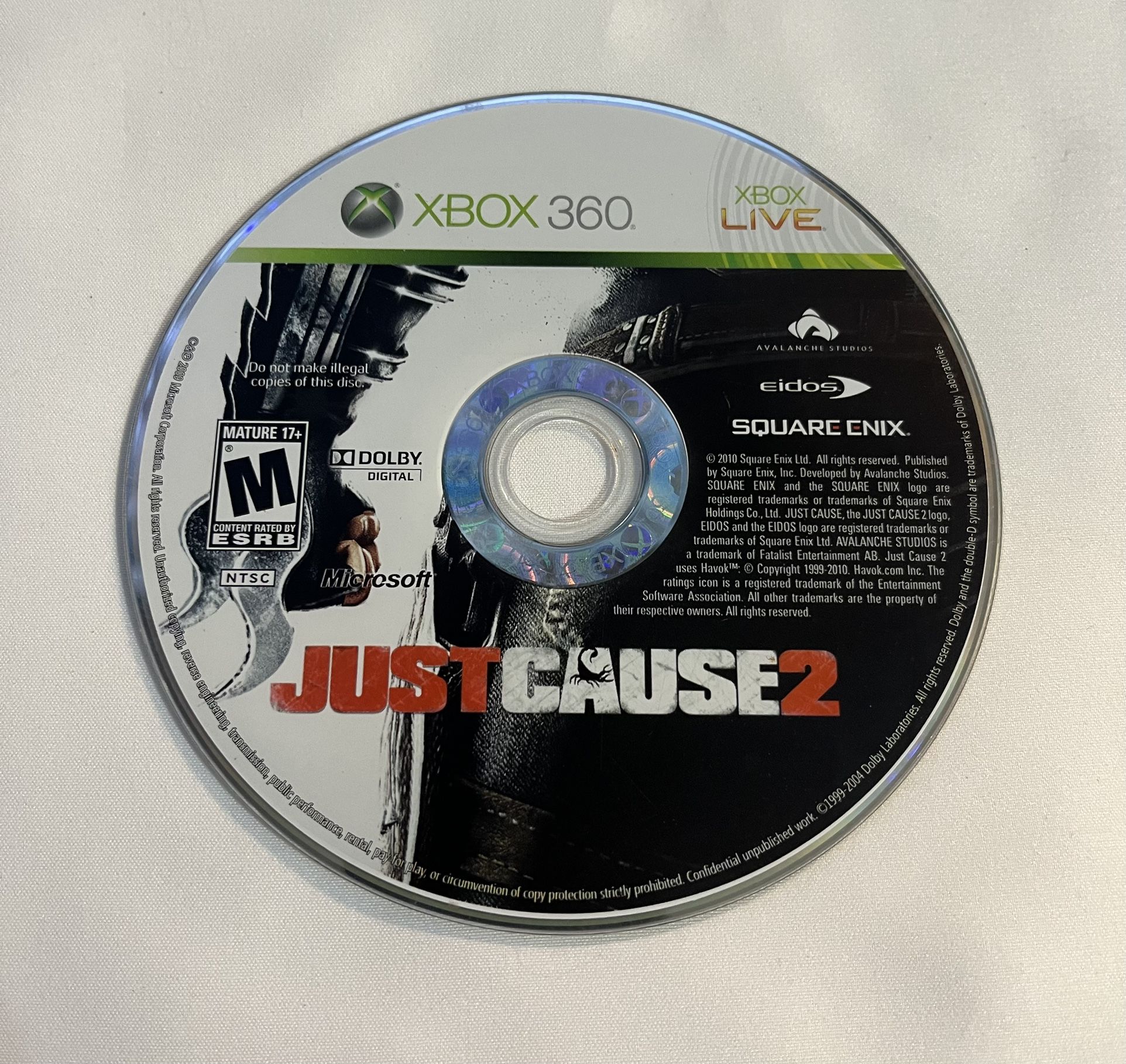 Just Cause 2  (Microsoft Xbox 360, 2010) Disc Only Tested