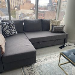 MOVE OUT SALE: IKEA sofa, FRIHETEN Sleeper sectional,3 seat w/storage, Skiftebo dark gray