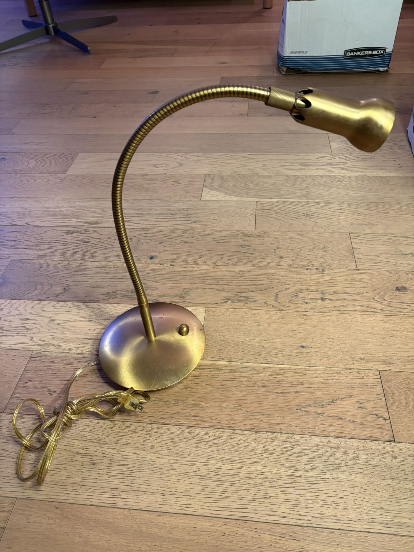 Holtkotter Germany Gooseneck Table Bedside Desk Gold Brass Lamp Reading Light