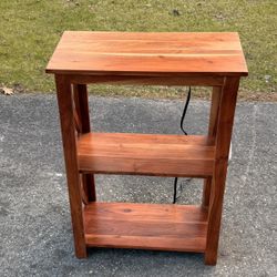 Solid Wood Unit Of Shelf With Power Outlets