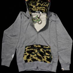 BAPE Shark Full Zip Hoodie – Grey Camo