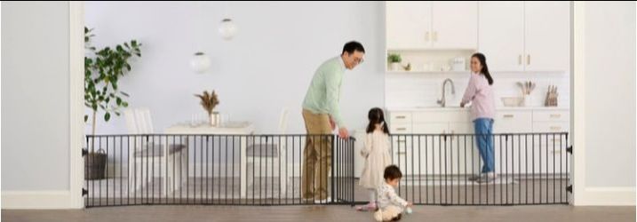 Regalo Safety 24"-192" Metal 2-in-1 Super Wide Baby Gate & Play Yard, black