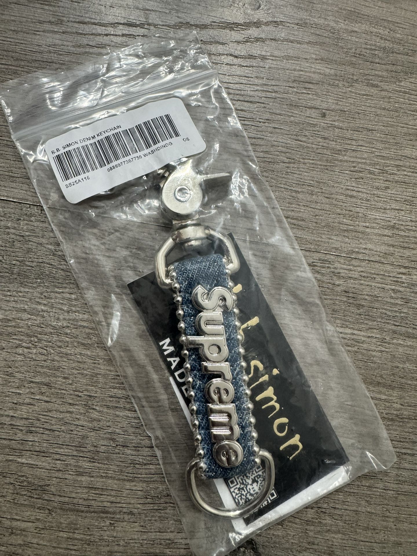 Supreme BB Simon Denim Keychain “washed Indigo”