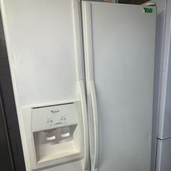 Beige Side By Side Whirlpool Refrigerator 