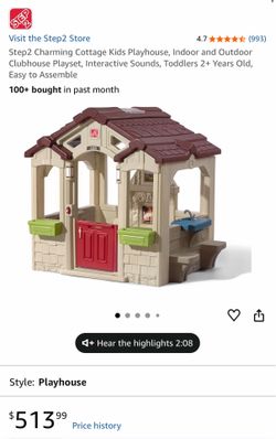 Step2 Charming Cottage Kids Playhouse, Indoor and Outdoor Clubhouse Playset, Interactive Sounds, Toddlers 2+ Years Old, Easy to Assemble
