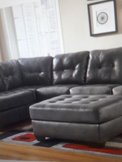 Grey leatherette sectional new