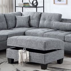 New Grey Storage Sectional Free Setup And Delivery