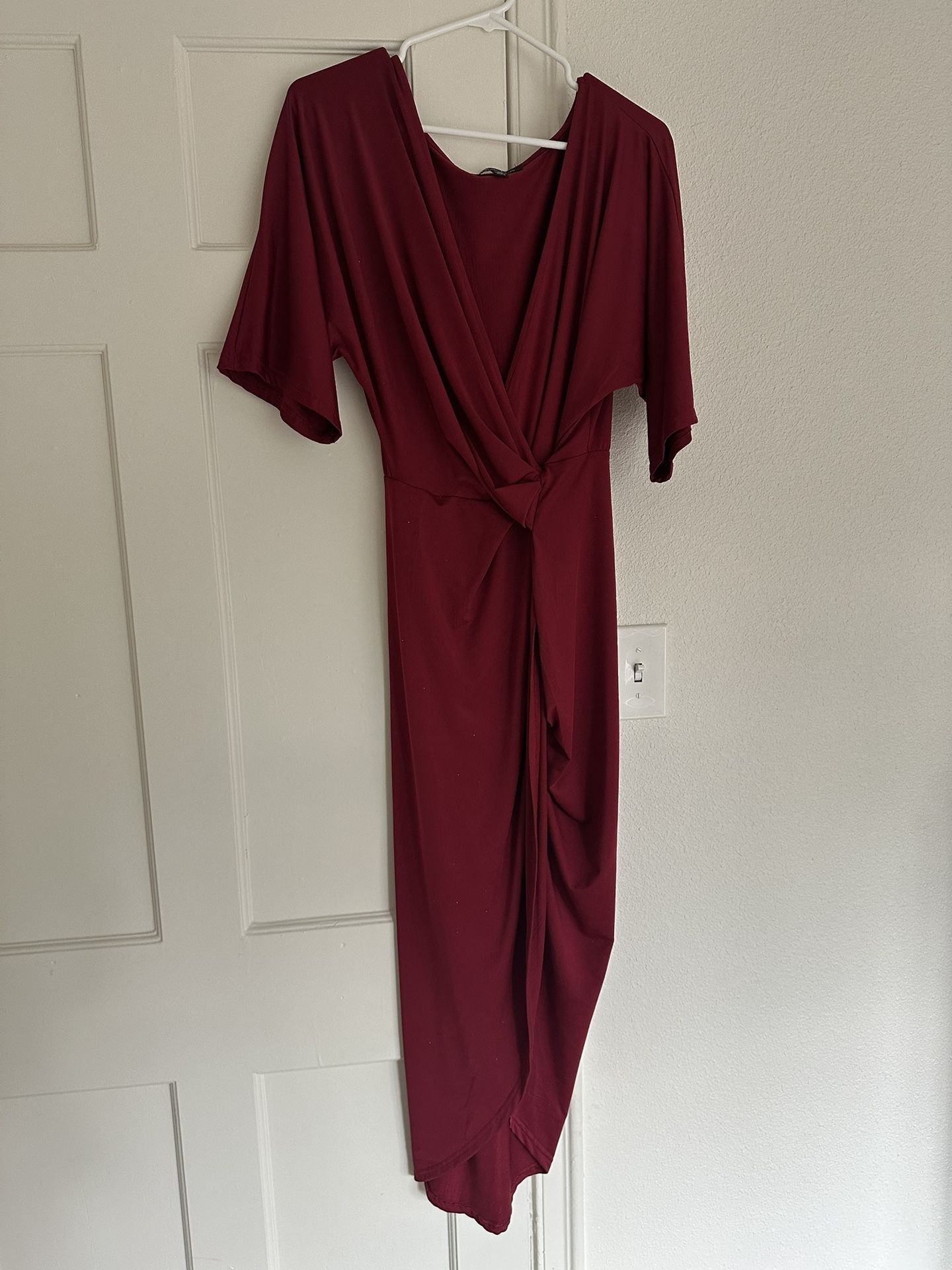 Red High Low V-Neck Dress