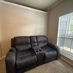 Grey Two Seat Reclining Couch