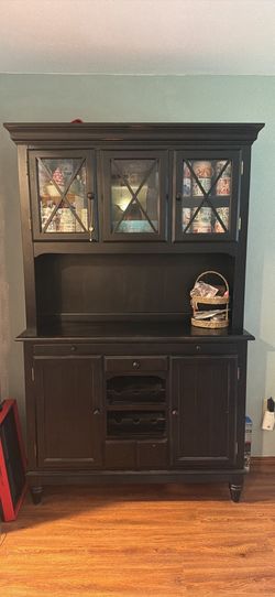 Black Distressed Farmhouse Hutch and Buffet