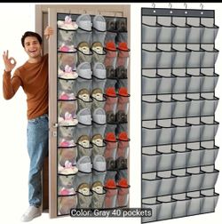 40-Pocket Door Shoe Rack | Large Mesh Hanging Rack, Anti-Slip Design | Black Door Storage, Suitable for Wardrobes, Dorms, And Students | Space-Saving